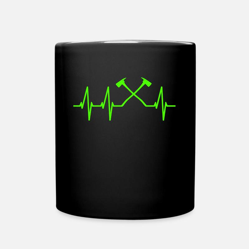 Heartbeat Fire Department Fire Helmet - Full Colour Mug - black