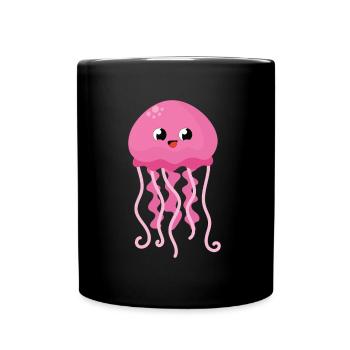 Kinder Karton Kawaii Quallen Medusa Geschenk - Tasse einfarbig - Schwarz - Vorne