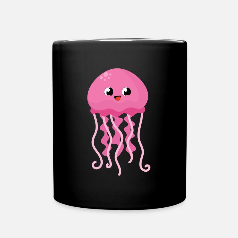Kinder Karton Kawaii Quallen Medusa Geschenk - Tasse einfarbig - Schwarz