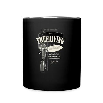 Freediver - apnea - under pressure - one breath - Full Colour Mug - black - Front