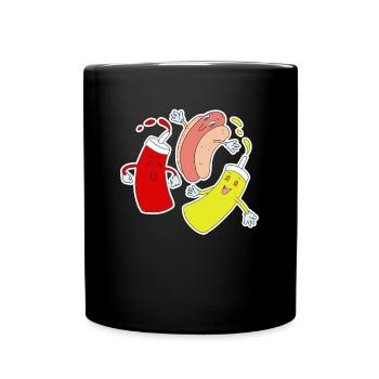 Hot dog and friends ketchup mustard - Full Colour Mug - black - Front