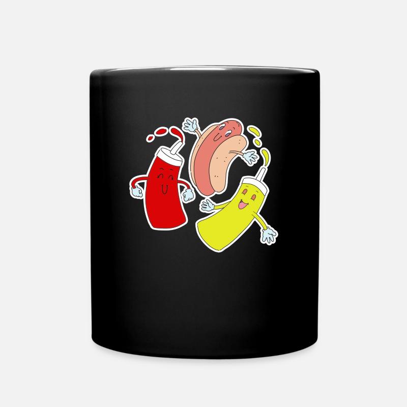 Hot Dog und Freunde Ketchup Senf - Tasse einfarbig - Schwarz