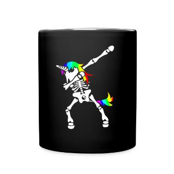 Dab Einhorn Skelett Dabbing Gerippe Halloween - Tasse einfarbig - Schwarz - Vorne