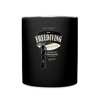 Freediver - apnea - under pressure - one breath - Full Colour Mug - black - Front
