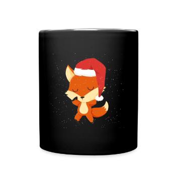 Dabbing Fuchs Weihnachten Nikolaus Fuchs - Tasse einfarbig - Schwarz - Vorne