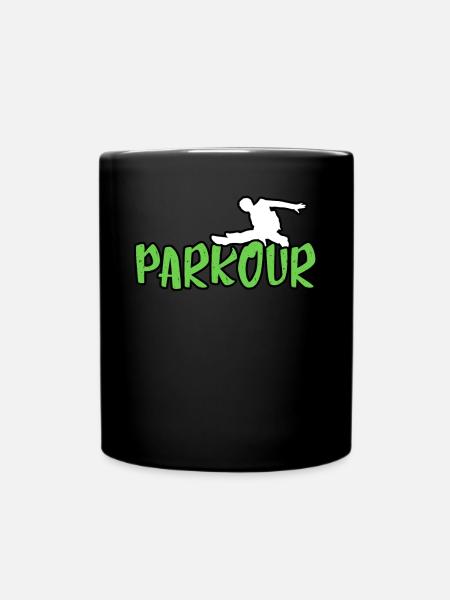 Parkour Shirt: Parkour en vert avec Parkourläufer - Mug uni - noir
