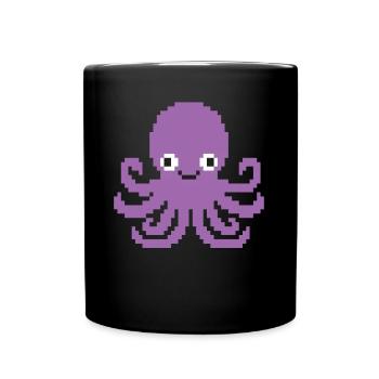 Rétro 8-Bit Pixel Octopus Gamer Squid Ward Kalmar - Mug uni - noir - Devant