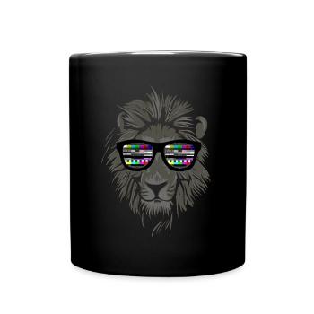 Lion avec motif de test lunettes de soleil costume de fête - Mug uni - noir - Devant