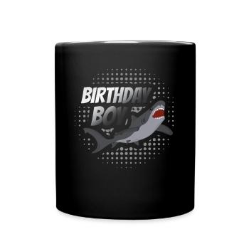 Boys Birthday Boy Sharks Gift Shark - Full Colour Mug - black - Front