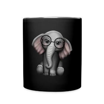 Éléphant mignon cadeau de lunettes de nerd - Mug uni - noir - Devant