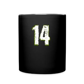 14, vierzehn, 14 Geburtstag, 14 Jahre, Nummer 14 - Tasse einfarbig - Schwarz - Vorne