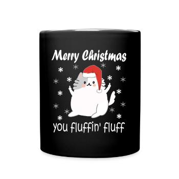 Merry Christmas Lustige Mittel Finger Katze Ugly - Tasse einfarbig - Schwarz - Vorne
