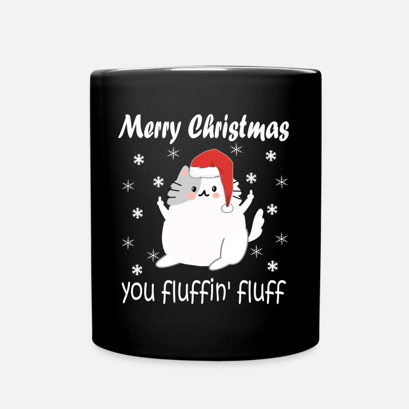 Merry Christmas Lustige Mittel Finger Katze Ugly - Tasse einfarbig - Schwarz