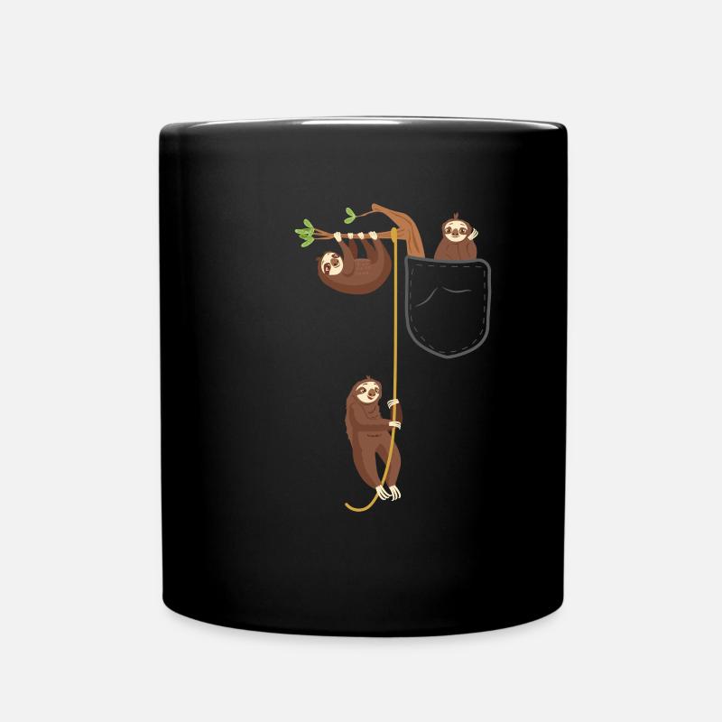Sloths Pocket Animal - Full Colour Mug - black