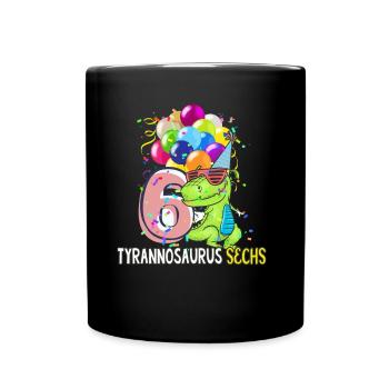 Dino Dinosaur TRex 6. birthday boy 6 years - Full Colour Mug - black - Front