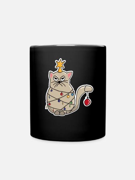 Lumières de chat de Noël - Mug uni - noir