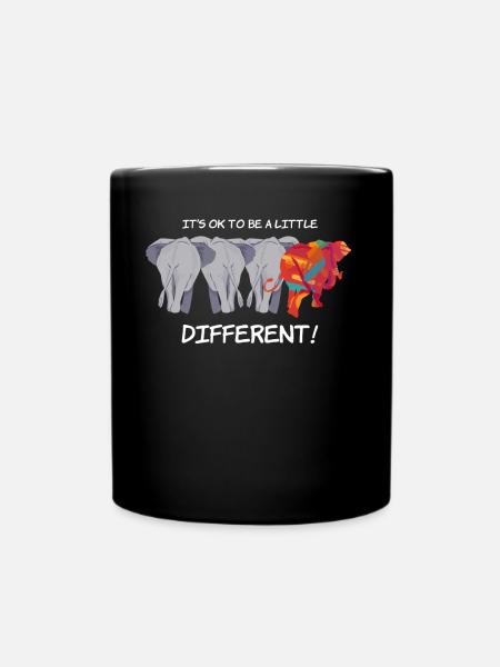 It's Ok To Be A Little Different Gift Elephant - Full Colour Mug - black