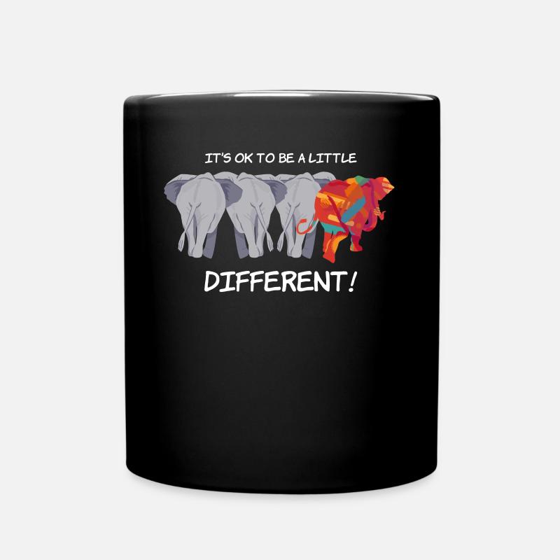 It's Ok To Be A Little Different Gift Elephant - Full Colour Mug - black