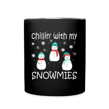 Chillin With Snowmies Snowman Child Christmas - Full Colour Mug - black - Front