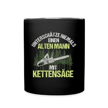 Brennholz Axt Holz Machen - Tasse einfarbig - Schwarz - Vorne