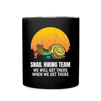 Snail Hiking Team Slug Hiker Gift Snail - Full Colour Mug - black - Front