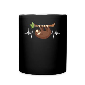 Herzschlag Faultier Kleidung EKG Ast Faultier - Tasse einfarbig - Schwarz - Vorne