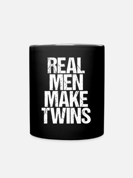 Real men make twins father dad twin dad - Full Colour Mug - black