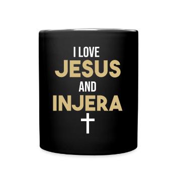 I Love Jesus and Injera Christian Habesha Ethiopia - Tasse einfarbig - Schwarz - Vorne