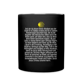 Pilger Geschenk - Pilgersegen mit Jakobsmuschel - Tasse einfarbig - Schwarz - Vorne