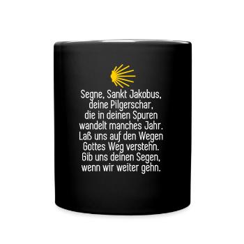 Jakobsweg Pilger Spruch - Tasse einfarbig - Schwarz - Vorne