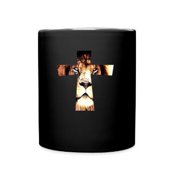 löwe Kreuz Geschenkidee Geburtstag - Tasse einfarbig - Schwarz - Vorne