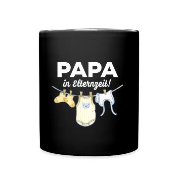 PAPA MACHT DAS schon! GESCHENKIDEE elternzeit - Tasse einfarbig - Schwarz - Vorne