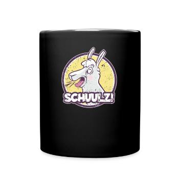 rülpsendes Lama Schulz Spruch lustiges Alpaka - Tasse einfarbig - Schwarz - Vorne