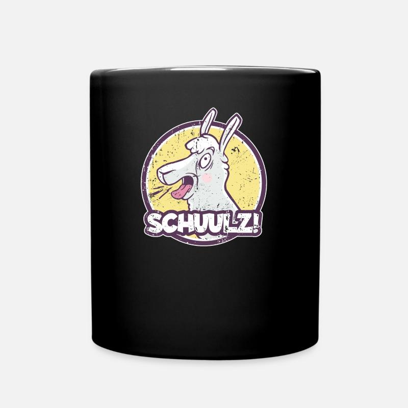 rülpsendes Lama Schulz Spruch lustiges Alpaka - Tasse einfarbig - Schwarz