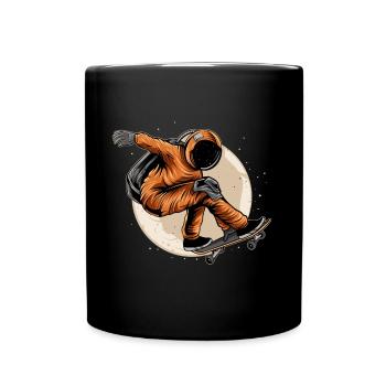 Skater astronaut skateboard outer space moon - Full Colour Mug - black - Front