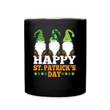 Happy St Patricks Day Irische Zwerge Kleeblatt - Tasse einfarbig - Schwarz - Vorne
