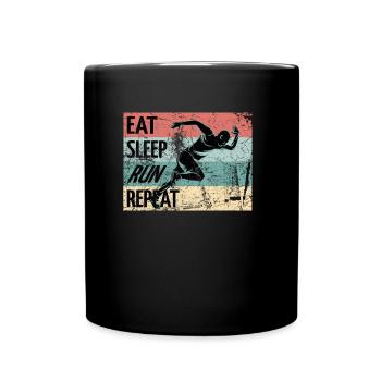 Retro Runner Running Läufer Geschenk - Tasse einfarbig - Schwarz - Vorne