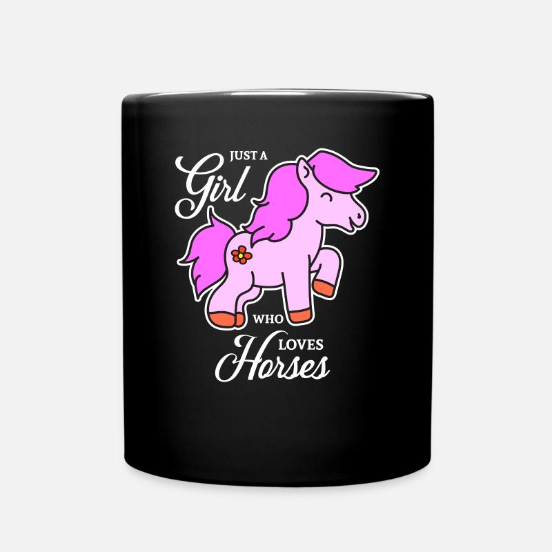 Pferde Design für Mädchen - Tasse einfarbig - Schwarz
