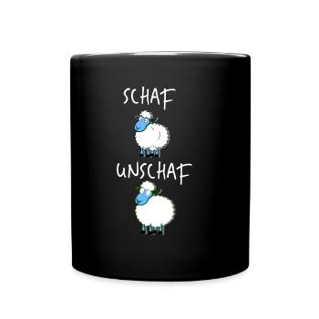 Schaf Unschaf Tier Lustig Geschenkidee - Tasse einfarbig - Schwarz - Vorne