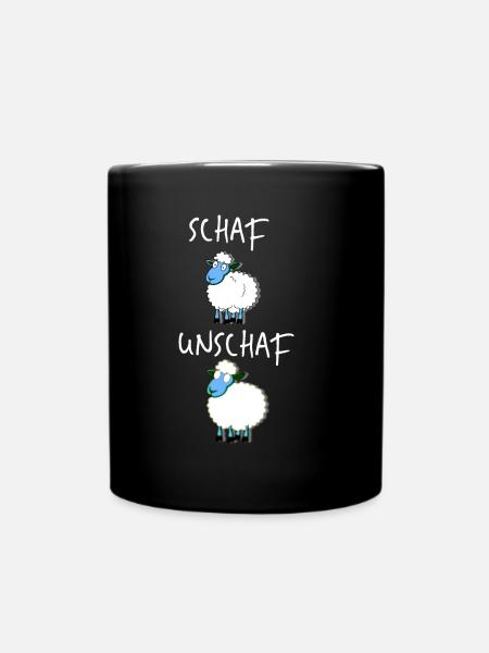 Schaf Unschaf Tier Lustig Geschenkidee - Tasse einfarbig - Schwarz