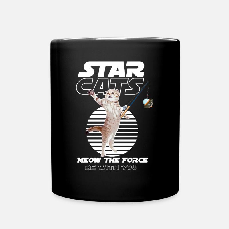 Star Cats Angler Geschenkidee Geburtstag - Tasse einfarbig - Schwarz