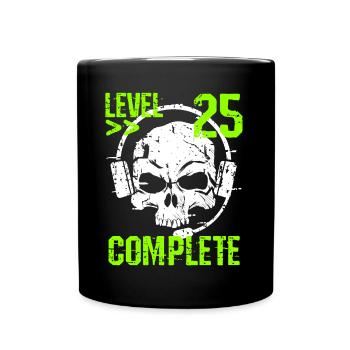 Level 25 Complete 25th Birthday Gamer & Gambler - Full Colour Mug - black - Front