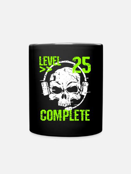 Niveau 25 Terminez le 25e anniversaire Gamer & Gambler - Mug uni - noir