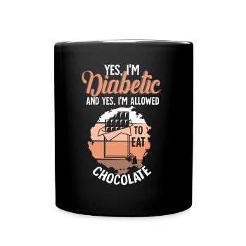 Diabétique, manger du chocolat - Mug uni - noir - Devant