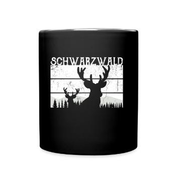Schwarzwald Natur Hirsch Tanne - Tasse einfarbig - Schwarz - Vorne