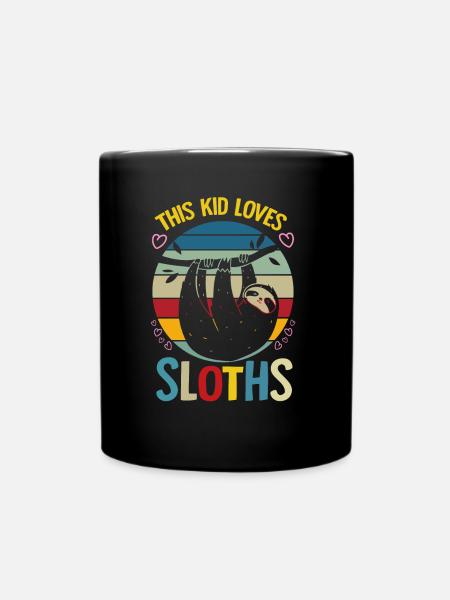 This Kid Loves Sloths Boys and Girls Gift - Full Colour Mug - black