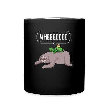 Faultierschildkröte Schnecke Faulpelz Geschenk - Tasse einfarbig - Schwarz - Vorne