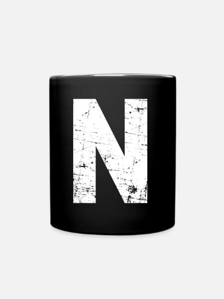 N Buchstabe - Tasse einfarbig - Schwarz