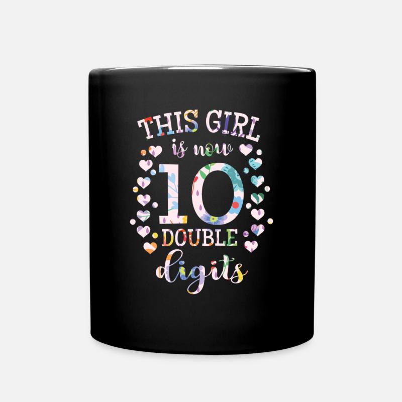This girl is 10 Double Digits 10th Birthday Gift - Full Colour Mug - black