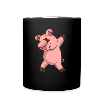 Dabbing Pig Piggy Piglet Pig Lover - Full Colour Mug - black - Front